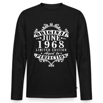 Juni 1968. Geburtstagsgeschenk Juni 1968. Juni. - Männer Premium Bio Langarmshirt - Schwarz - Vorne - Nico (187cm)