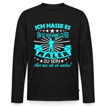 Maler und Lackierer / Maler & Lackierer - Männer Premium Bio Langarmshirt - Schwarz - Vorne - Nico (187cm)