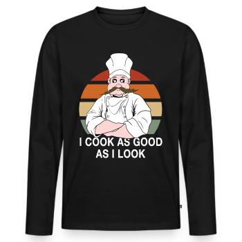 Chef Cooking Saying Chef - Men's Premium Organic Long Sleeve Shirt - black - Front - Nico (187cm)