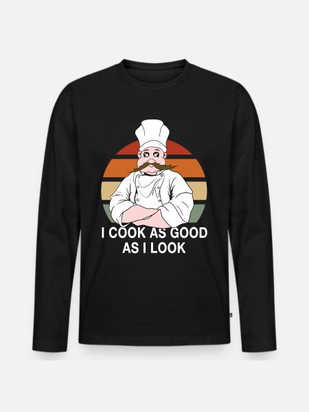 koch kochen spruch chefkoch - Männer Premium Bio Langarmshirt - Schwarz