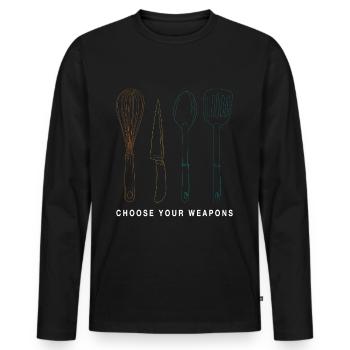 Koch Kochen Spruch Witz - Männer Premium Bio Langarmshirt - Schwarz - Vorne - Nico (187cm)