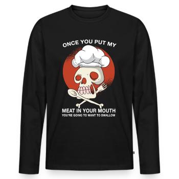Cuisiner Cuisine Cadeau de cuisine Dire - T-shirt manches longues Premium bio Homme - noir - Devant - Nico (187cm)
