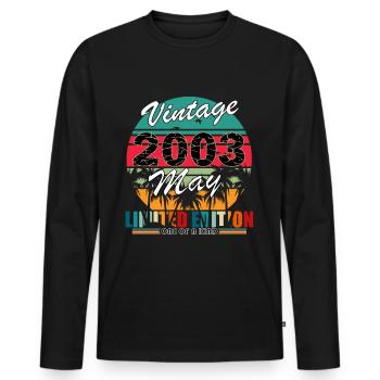 Mai 2003 20 ans Anniversaire Vintage Idée cadeau - T-shirt manches longues Premium bio Homme - noir - Devant - Nico (187cm)