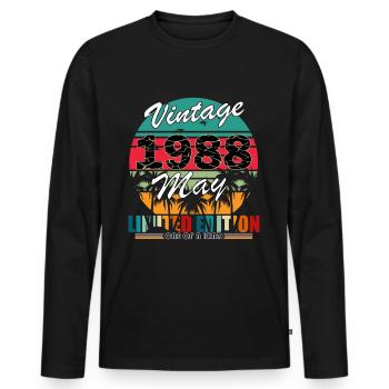 Born May 1988 May 1988 Born in May - Men's Premium Organic Long Sleeve Shirt - black - Front - Nico (187cm)