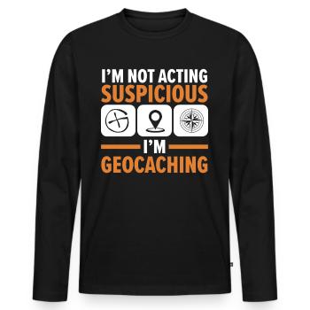 Ich verhalte mich nicht verdächtig, ich bin ein Ge - Männer Premium Bio Langarmshirt - Schwarz - Vorne - Nico (187cm)