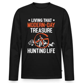 The modern life of a treasure hunter - Men's Premium Organic Long Sleeve Shirt - black - Front - Nico (187cm)