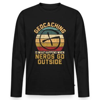 Geocaching is what happens when nerds are looking for - Men's Premium Organic Long Sleeve Shirt - black - Front - Nico (187cm)