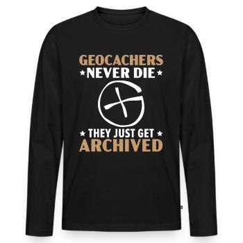 Les géocacheurs ne meurent jamais, ils sont seulement archivés - T-shirt manches longues Premium bio Homme - noir - Devant - Nico (187cm)