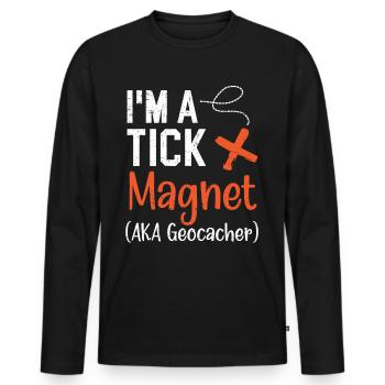 Je suis un aimant à tiques AKA Geocacher Geocaching - T-shirt manches longues Premium bio Homme - noir - Devant - Nico (187cm)