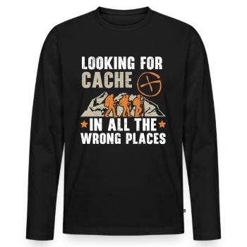 Searching for cache in the wrong places - Men's Premium Organic Long Sleeve Shirt - black - Front - Nico (187cm)