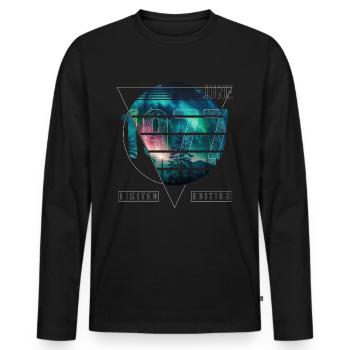 Limited Edition 1977 Juni Geburtstag Polarlicht - Männer Premium Bio Langarmshirt - Schwarz - Vorne - Nico (187cm)