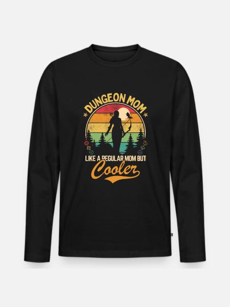 Dungeon Mom - Als een normale maar koelere moeder - Mannen Premium Bio shirt met lange mouwen - zwart