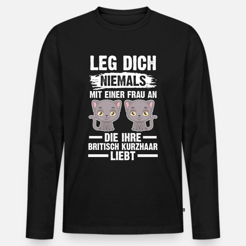 Britisch Kurzhaar Katze - Männer Premium Bio Langarmshirt - Schwarz
