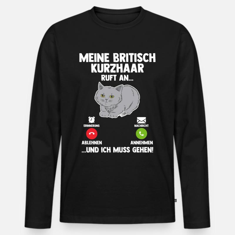 Britisch Kurzhaar Katze - Männer Premium Bio Langarmshirt - Schwarz