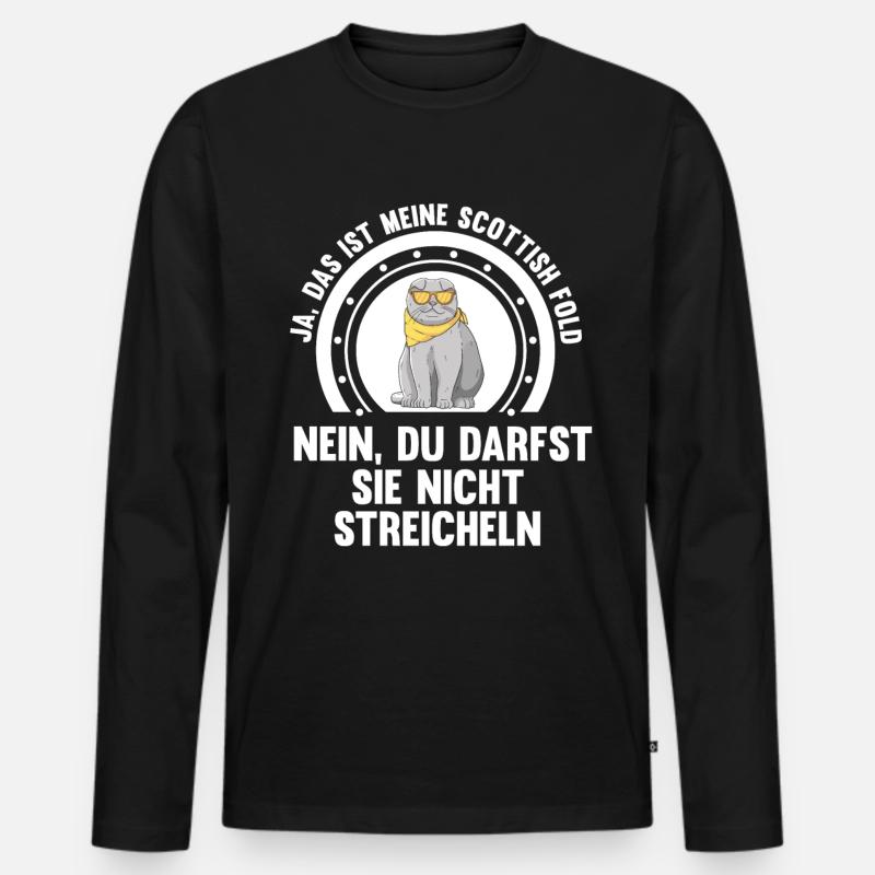 Scottish Fold Katze - Männer Premium Bio Langarmshirt - Schwarz