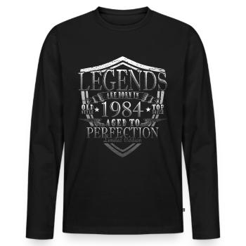 Legende 1984 Geburtstag legendär seit 1984 - Männer Premium Bio Langarmshirt - Schwarz - Vorne - Nico (187cm)