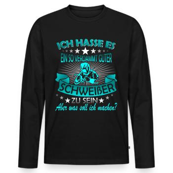Schweißer Metallbauer Schweisser Schweißen - Männer Premium Bio Langarmshirt - Schwarz - Vorne - Nico (187cm)