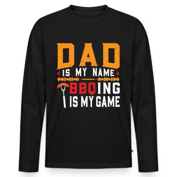 grill dad grill - Men's Premium Organic Long Sleeve Shirt - black - Front - Nico (187cm)
