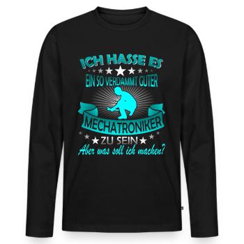 Mechatroniker / Mechatronikerin / Mechatronik - Männer Premium Bio Langarmshirt - Schwarz - Vorne - Nico (187cm)