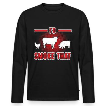 BBQ Smoker Smoken Grillen Griller Grill Geschenk - Männer Premium Bio Langarmshirt - Schwarz - Vorne - Nico (187cm)