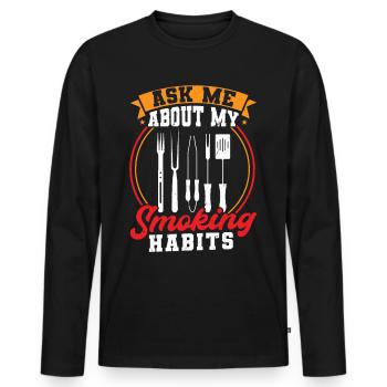 BBQ SMOKE PORK BEAF CHICKEN ID SMOKE THAT GESCHENK - Männer Premium Bio Langarmshirt - Schwarz - Vorne - Nico (187cm)