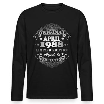 April 1988. Best birthday present April 1988. - Men's Premium Organic Long Sleeve Shirt - black - Front - Nico (187cm)