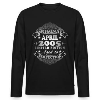 Avril 2005 Jubilé Avril 2005 Don 2005 - T-shirt manches longues Premium bio Homme - noir - Devant - Nico (187cm)
