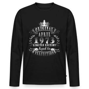 50e anniversaire Homme April Né en 1973 Original - T-shirt manches longues Premium bio Homme - noir - Devant - Nico (187cm)