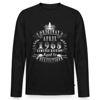 Avril 1968. Anniversaire avril 1968. Don 1968. - T-shirt manches longues Premium bio Homme - noir - Devant - Nico (187cm)