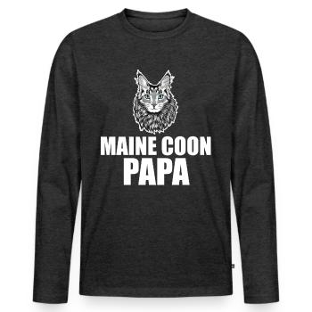 Maine Coon Cat - Men's Premium Organic Long Sleeve Shirt - heather anthracite - Front - Nico (187cm)