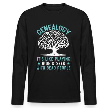 Genealogie Verstecken spielen mit toten Menschen - Männer Premium Bio Langarmshirt - Schwarz - Vorne - Nico (187cm)