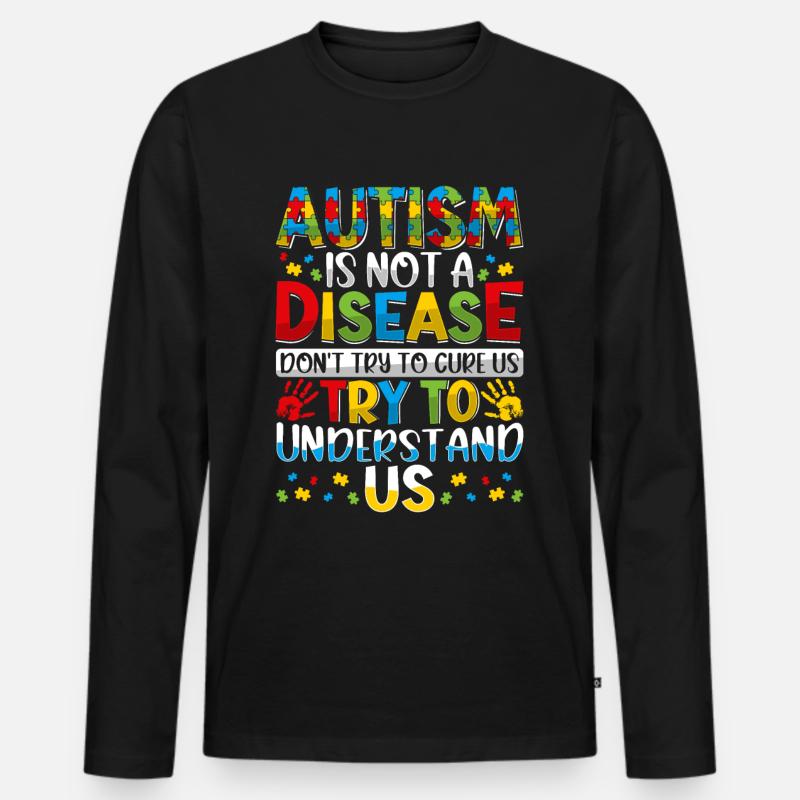 Autism is not a disease - Männer Premium Bio Langarmshirt - Schwarz