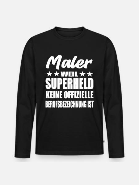 Maler Superheld Spruch - Männer Premium Bio Langarmshirt - Schwarz