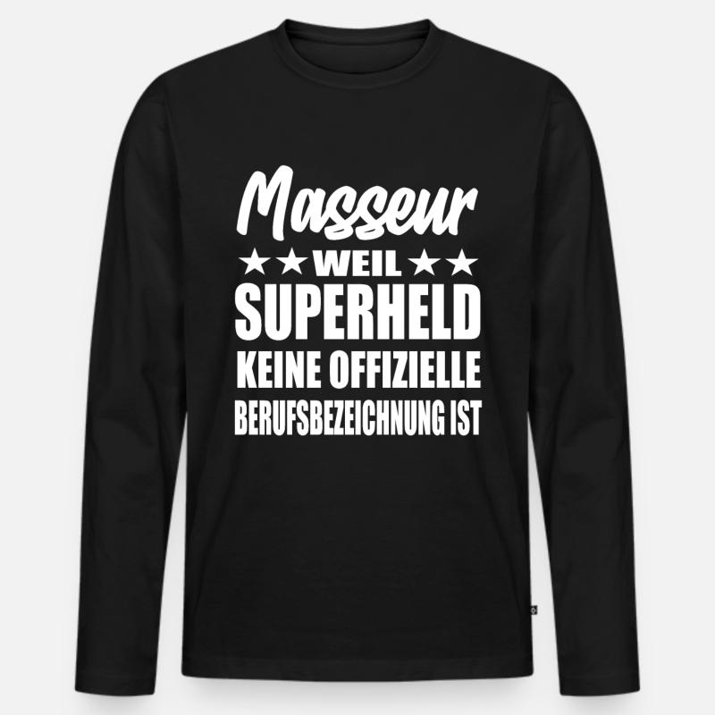 Masseur Superheld Spruch - Männer Premium Bio Langarmshirt - Schwarz