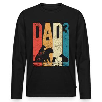 Dad Hoch 3 Papa Hoch 3 Kinder Bär Dreifacher Papa - Männer Premium Bio Langarmshirt - Schwarz - Vorne - Nico (187cm)