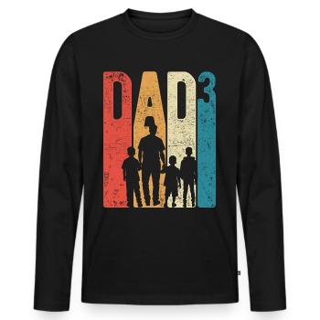Papa jusqu’à 3 Papa Jusqu’à 3 Enfants Trois garçons Rétro - T-shirt manches longues Premium bio Homme - noir - Devant - Nico (187cm)