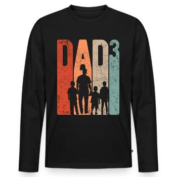 Papa jusqu’à 3 Papa Jusqu’à 3 Enfants Trois garçons Rétro - T-shirt manches longues Premium bio Homme - noir - Devant - Nico (187cm)