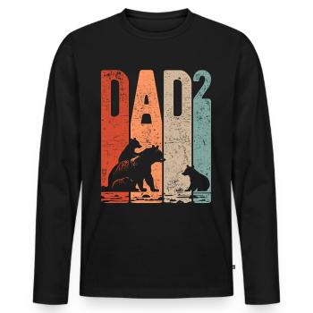 Dad Hoch 2 Papa Hoch 2 Kinder Bär Zweifacher Papa - Männer Premium Bio Langarmshirt - Schwarz - Vorne - Nico (187cm)