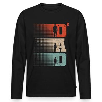 Dad Hoch 2 Papa Hoch 2 Kinder Zwei Jungen Retro - Männer Premium Bio Langarmshirt - Schwarz - Vorne - Nico (187cm)