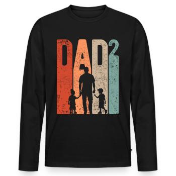 Dad Hoch 2 Papa Hoch 2 Kinder Zwei Jungen Retro - Männer Premium Bio Langarmshirt - Schwarz - Vorne - Nico (187cm)