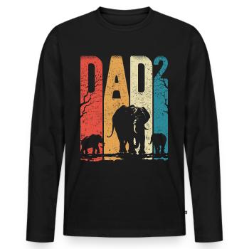 Dad Hoch 2 Papa Hoch 2 Kinder Papa Elefant - Männer Premium Bio Langarmshirt - Schwarz - Vorne - Nico (187cm)
