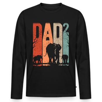 Dad Hoch 2 Papa Hoch 2 Kinder Papa Elefant - Männer Premium Bio Langarmshirt - Schwarz - Vorne - Nico (187cm)