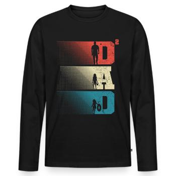 Dad Hoch 2 Papa Hoch 2 Kinder Zwei Mädchen Retro - Männer Premium Bio Langarmshirt - Schwarz - Vorne - Nico (187cm)