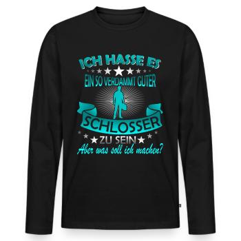 Lustiges Schlosser Schweisser Sprüche Geschenk - Männer Premium Bio Langarmshirt - Schwarz - Vorne - Nico (187cm)