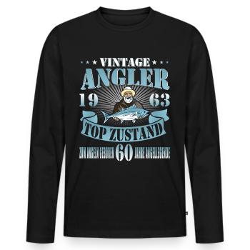 Angler 60 Geburtstag Angeln Spruch 1963 - Männer Premium Bio Langarmshirt - Schwarz - Vorne - Nico (187cm)