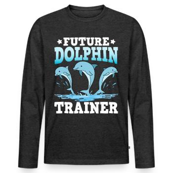 Futur dresseur de dauphins - T-shirt manches longues Premium bio Homme - anthracite chiné - Devant - Nico (187cm)