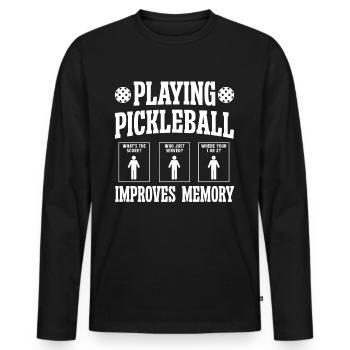Jouer au pickleball améliore la mémoire - T-shirt manches longues Premium bio Homme - noir - Devant - Nico (187cm)