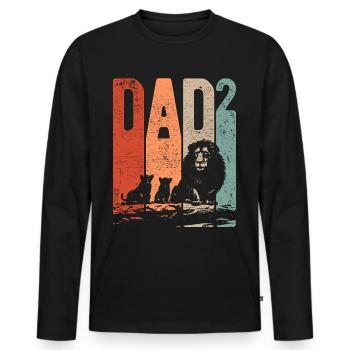 Dad Hoch 2 Papa Hoch 2 Kinder Zweifacher Papa Löwe - Männer Premium Bio Langarmshirt - Schwarz - Vorne - Nico (187cm)