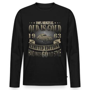 60 Geburtstag Oldtimer 1963 2023 - Männer Premium Bio Langarmshirt - Schwarz - Vorne - Nico (187cm)