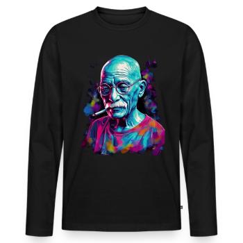 Nobel Peace Prize laureate Mahatma Gandhi - Men's Premium Organic Long Sleeve Shirt - black - Front - Nico (187cm)